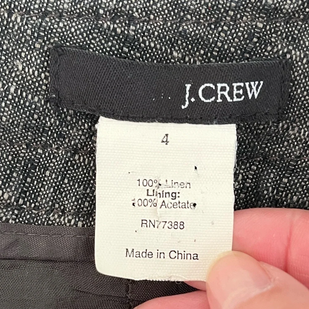 J. Crew 100% Linen Charcoal Grey A Line Skirt Careerwear Coastal Chic Size 4